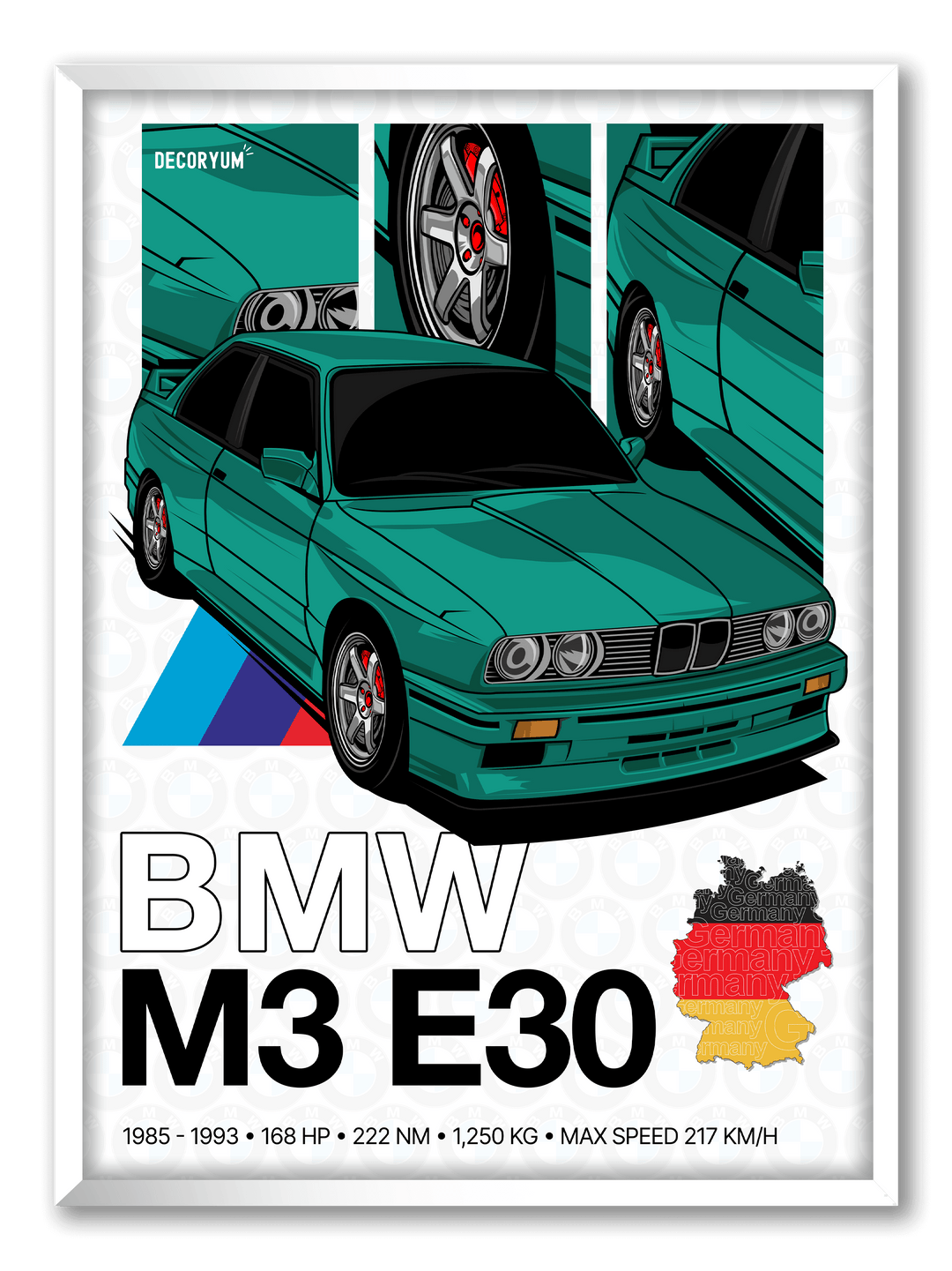 BMW E30 Framed Poster Painting Wall Art