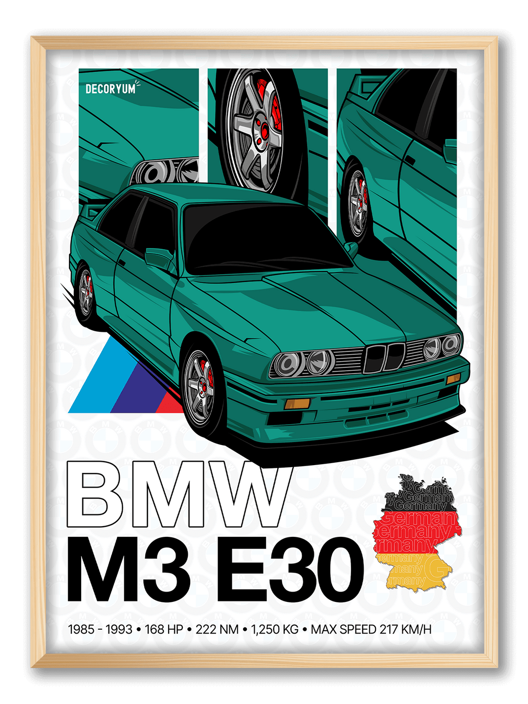 BMW E30 gerahmtes Poster, Gemälde, Wandkunst