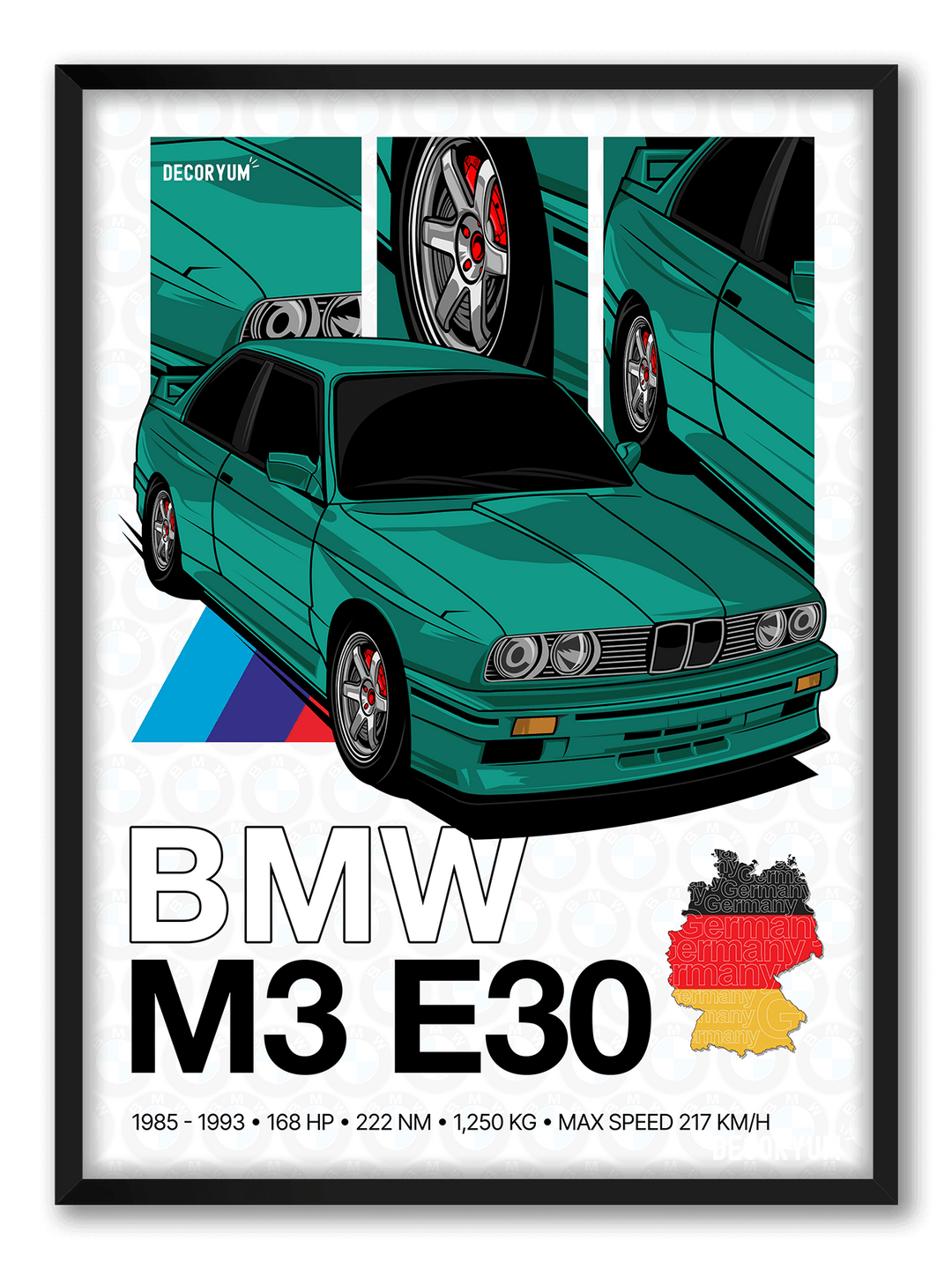 BMW E30 Framed Poster Painting Wall Art