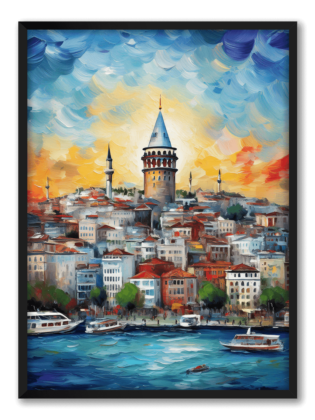 Galata-Turm, gerahmtes Poster, Gemälde, Wandkunst